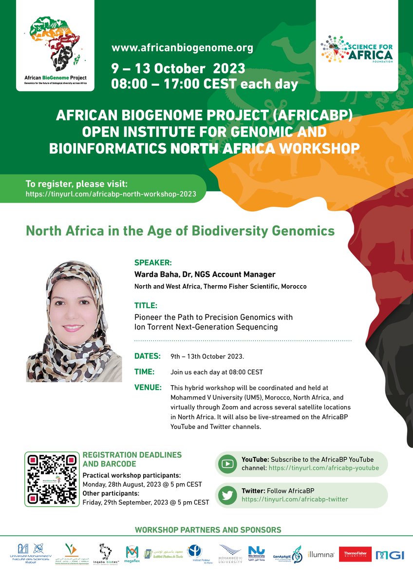 Register to attend: tinyurl.com/africabp-north… Speaker alert: Warda Baha, Dr, NGS Account Manager North and West Africa, Thermo Fisher Scientific, Morocco Warda BAHA @thermofisher Joanne Mizrachi