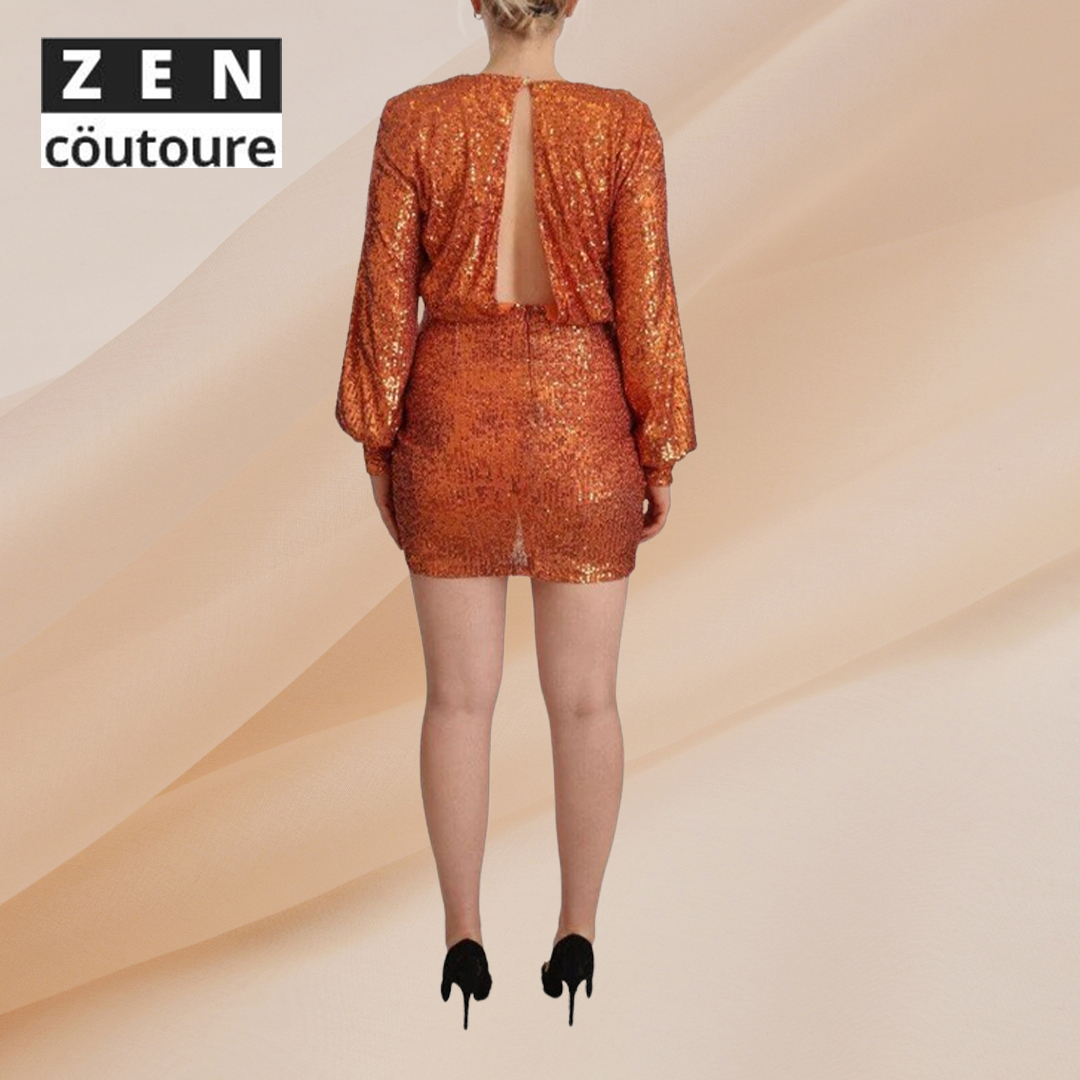 Orange Sequined Long Sleeves Mini Sheath Wrap Dress 🧡 Versatile style is a must-have for any wardrobe.
Order now at zencoutoure.com

#ZenCoutoure #WrapDress #WomensDress #LongSleevesDress #MiniDress #PartyWearDress #WomenFashion