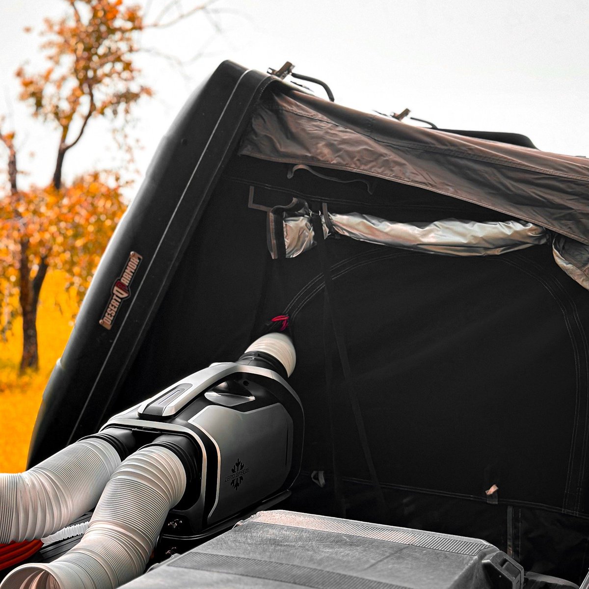 ZeroBreezeTeam's tweet image. Chasing adventure in style! 🌄☀️ Cool rooftop tent vibes with Zero Breeze Mark 2 AC. Keeping things breezy on top of the world. 🏞️❄️

#ZeroBreeze #portableac #rooftoptent #campinggear