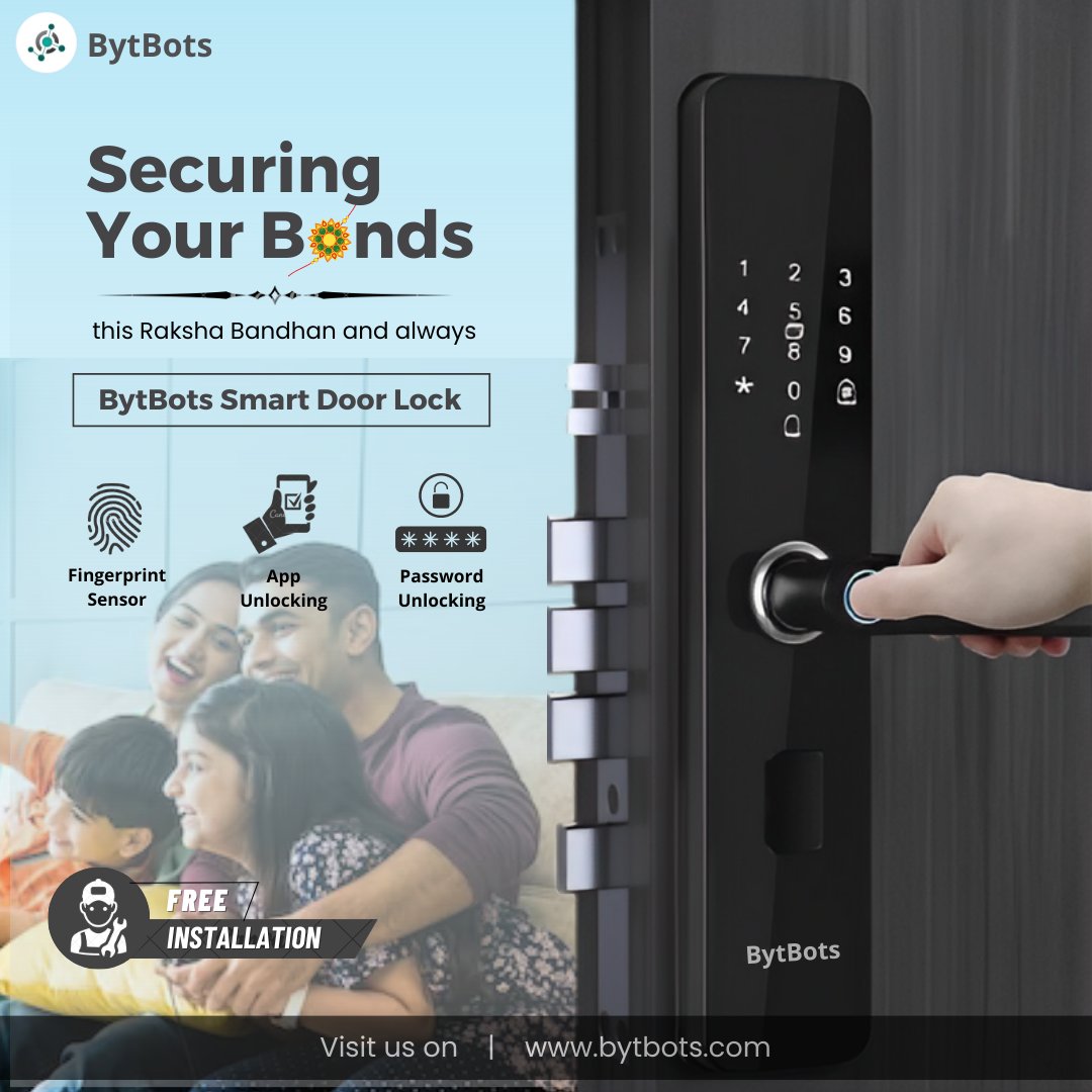 Securing Your Bonds: Unlocking Love and Trust with our Smart Door Lock this Raksha Bandhan. Keeping Family Connected, Always.
.
Do follow <a href="/bytbots/">BytBots</a> for more
.
.
#doorlock #digitaldoorlock #smartdoorlock #doorlocks #doorlocked #fingerprintdoorlock #magneticdoorlock #smartdoorlocks