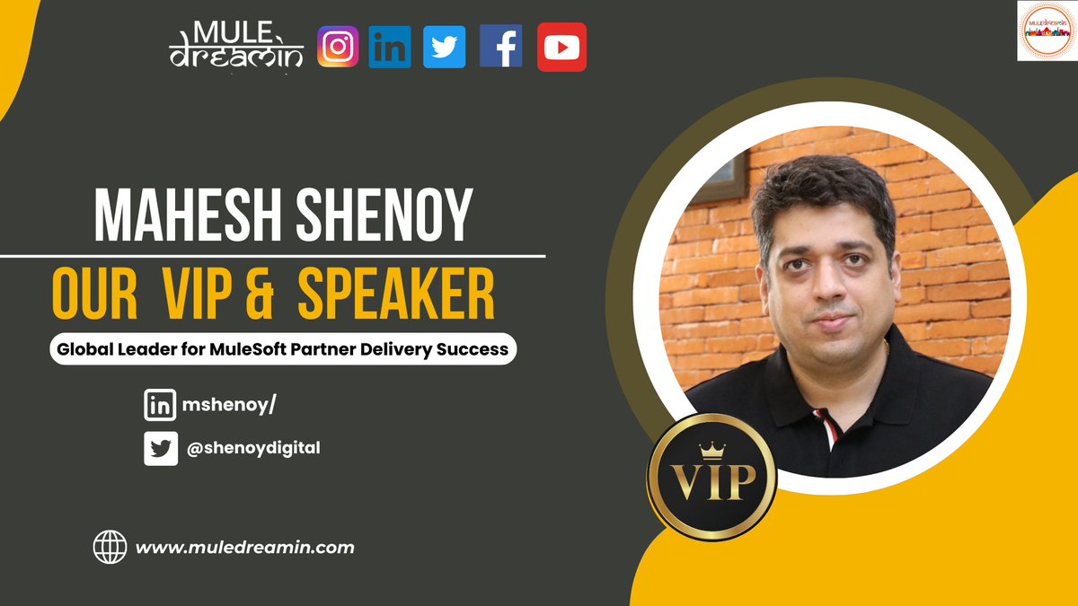 Welcome @shenoydigital 🚀 a true industry luminary! 🌟 His two-decade career in Product Development, Engineering, and Digital Transformation has left an indelible mark. Join us for inspiring insights into the world of #MuleSoft and #Salesforce possibilities! 🚀 #MuleDreamin23 ✨