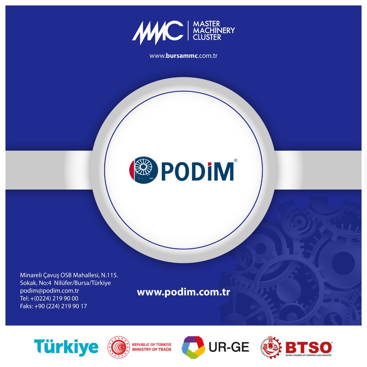 Bursa’da makine sektöründe faaliyet gösteren Podim, Bursa MMC'nin sağladığı avantajlarla ihracat kapasitesini güçlendirerek global pazar çeşitliliğini artırıyor.

#bursaMMC #makina #makinacluster
