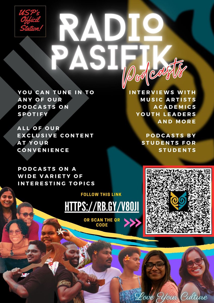radiopasifik's tweet photo. All of our Podcasts and official content at your convenience. Follow us on Spotify and get access to ALL our official podcast content. #TeamFiji #USPsOfficialStation #ForStudentsByStudents https://t.co/3Y9bCHkmFB