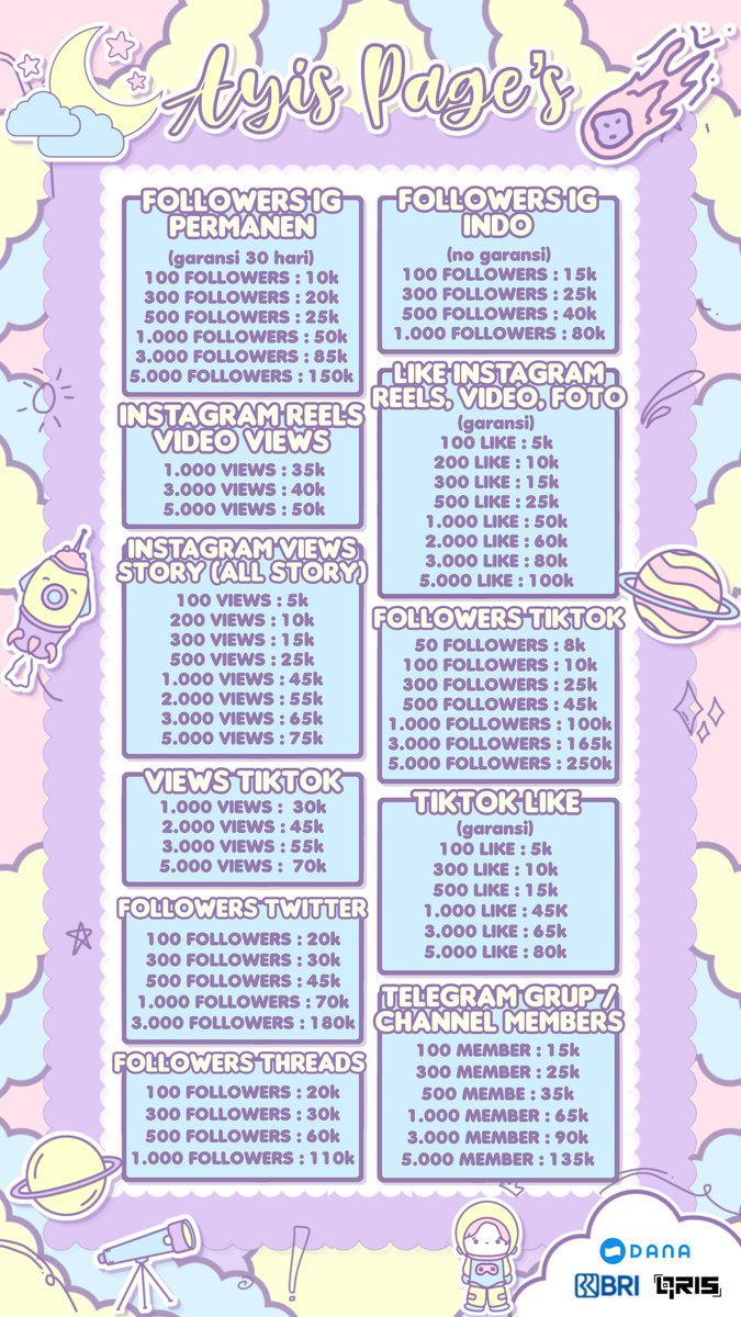 jeyisba's tweet photo. SOSMED NEEDS BY AYIS 🍭

HI, READY: 
🏷️ Followers 
🏷️ Likes
🏷️ Views
🏷️ Telegram members

fast respon dan harga cocok di kantong kalian semua🥰
 
🛒 Order DM: @jenayuary 
🛒 Order WA: https://t.co/5ZgaZqElpn
64 #zonauang https://t.co/FF4bLtyZ7J