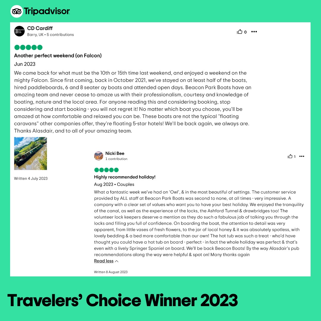 Some of the many positive reviews written on trip advisor by our customers over the last two months.
#2023reviews #tripadvisorchoice #travelerschoice #luxuryboats #breconbeacons #boatingholidays #luxurycanalbarge #2023holidays #holidayideas