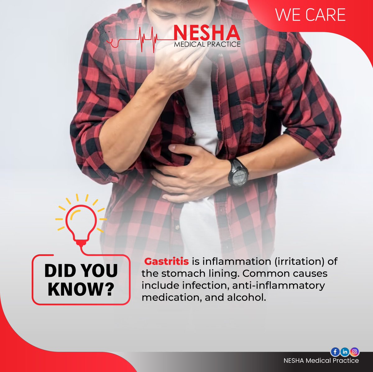 NeshaMedical's tweet photo. Common symptoms of Gastritis include;
 
• Nausea/recurrent upset stomach
• Abdominal bloating
• Abdominal pain
• Indigestion
• Burning feeling in the stomach between meals or at night
• Hiccups
• Loss of appetite
• Vomiting blood
• Black tarry stools
 
#gastritissymptoms https://t.co/FmEfbAuQtC