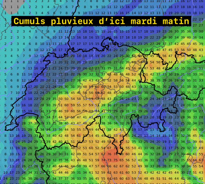 meteonewsSA's tweet photo. Le #Tessin et d'une manière générale le sud-est de la Suisse ont été bien #arrosés la nuit dernière. Ces #pluies se prolongeront ce lundi avec une dépression sur le golfe de #Gênes et il va #neiger parfois plus de 50 cm en montagne au-dessus de 2500 à 2800 m. (nb) https://t.co/md9rWz092M