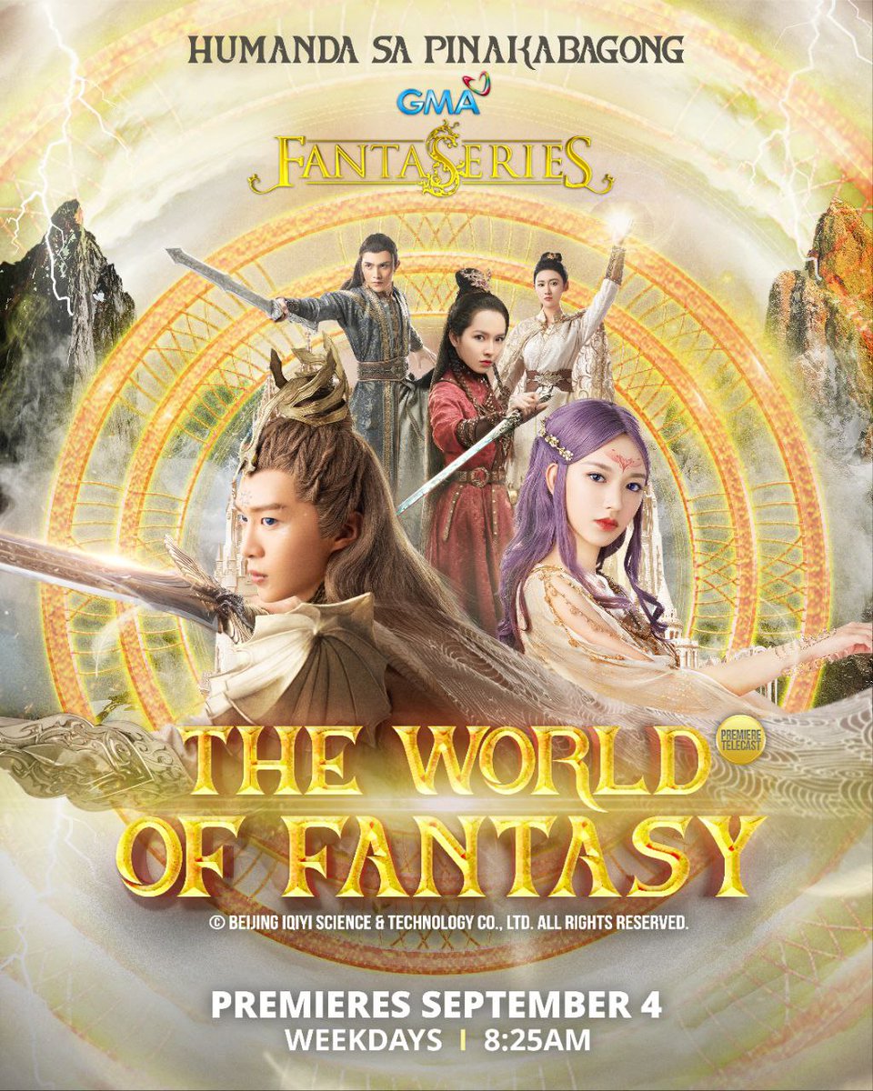 gmanetwork's tweet photo. Humanda na sa pinakabagong offering ng GMA Fantaseries. Malapit na nating mapanood ang 'The World of Fantasy'. Simula na ngayong September 4, 8:25 a.m., sa GMA! #TheWorldOfFantasy https://t.co/2keNbSbJqj