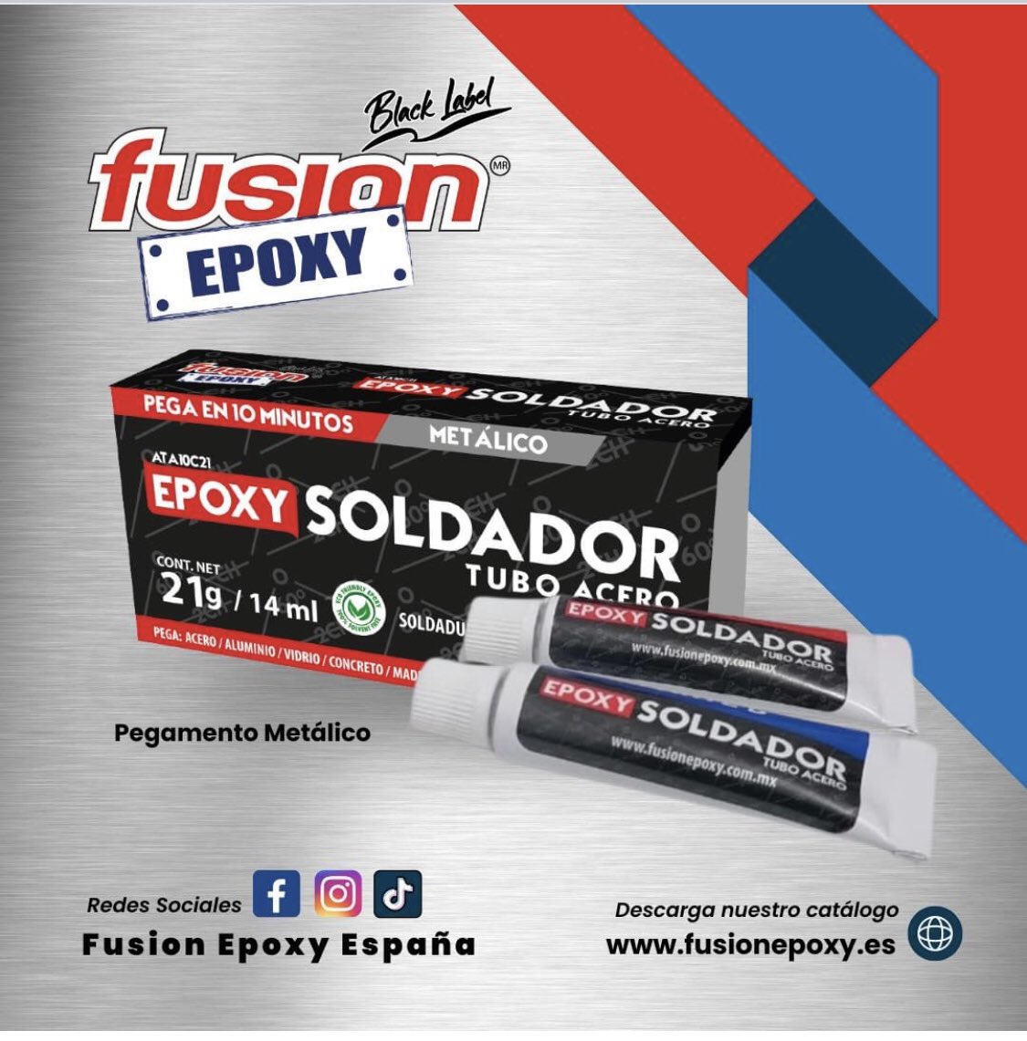 EpoxyFusion's tweet image. Epoxy Soldador
Tubo Acero
Tubo pegamento transparente
Plastilina Epóxica

Es una línea innovadora de pegamentos epoxicos líquidos trasparentes, metálicos y presentación Plastilina.