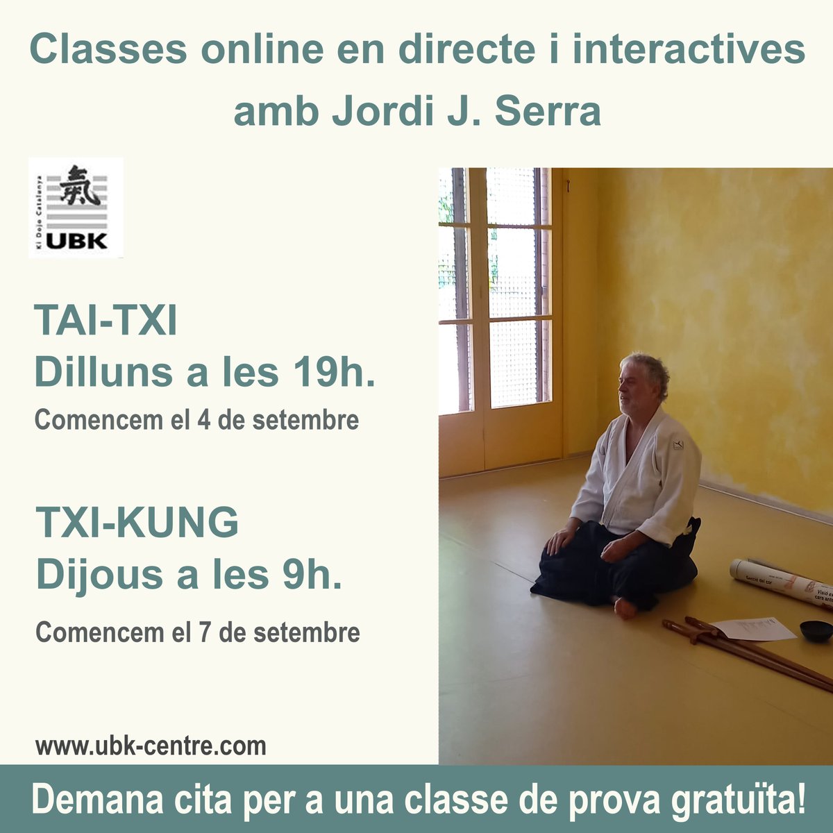 UBKKiDojo's tweet photo. Al setembre tornen les classes online!
Les classes online de #Taitxi i #Txikung, #endirecte i #interactives.
Et regalem la gravació!
-TAI-TXI: dilluns a les 19h.
-TXI-KUNG: dijous a les 9h.
https://t.co/yy0rxv7nEQ
Classe de prova gratuïta!
https://t.co/mPAS5sP48S
#Qigong #calma https://t.co/LjPJ1J3WDH