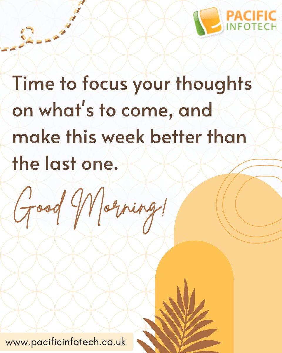 pacificinfotech's tweet photo. Embrace new week, better days ahead!
#MondayMotivation #NewWeekNewGoals #FreshStart https://t.co/iFeVmX5v4D