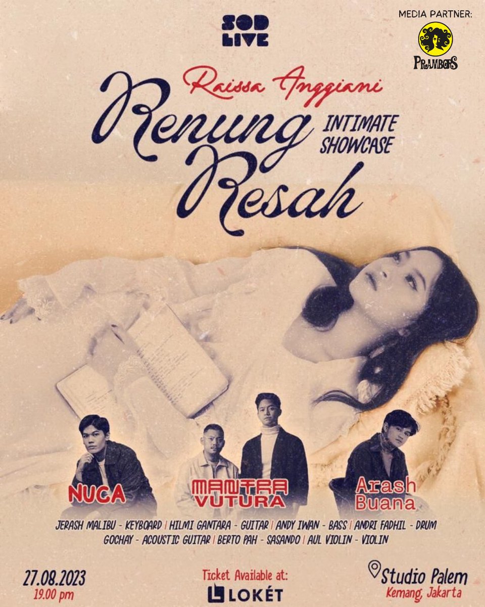 Prambors's tweet photo. Tag temen kalian dan ajakin nyanyi-nyanyi bareng di Intimate Showcase “Renung Resah” dari Raissa Anggiani🙌 Pembelian tiket bisa melalui link https://t.co/gQLG3EfUwE yaa❤️

Follow Instagram @sodliveid untuk info terupdate😉

#RaissaAnggiani #IntimateShowcase #KonserJakarta #EventJakarta #infokonser