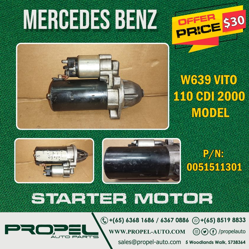 Starter Motor available for Diesel Engine Vito & Sprinter Van's🤗🚐

Shop Genuine parts for your Classic Vans✍🤙

#MercedesVan #Vito #Sprinter #DieselEngine #StarterMotor #A0051511301 #Genuine #UsedOriginal #OfferSale #DiscountedPrice #ExclusiveStock #SGD30only #PropelAuto #SG