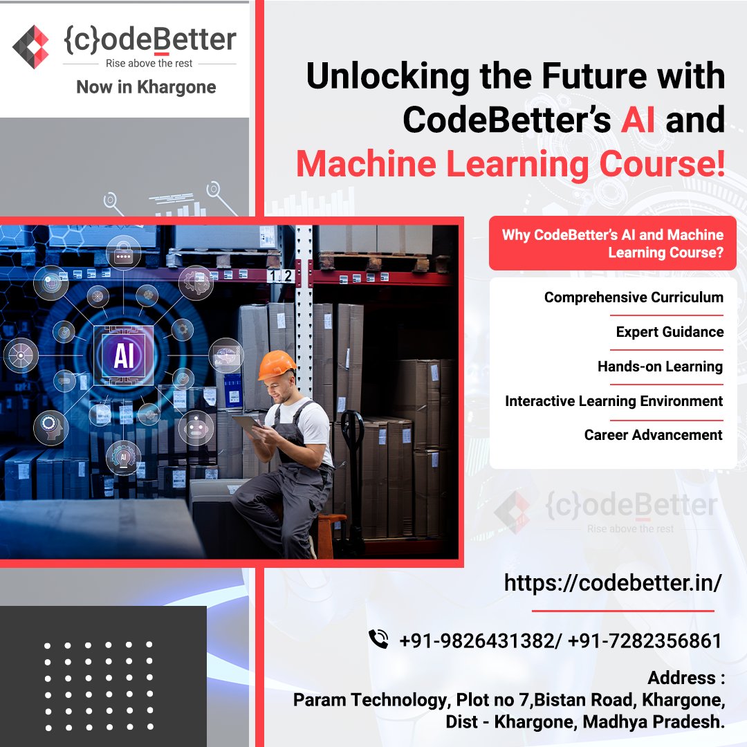 codebetterindia's tweet image. Unlocking the Future with #CodeBetter’s AI and Machine Learning Course!
Read @ buff.ly/3PenIsl
#ITjobplacement #iOSAppDevelopmentcourse #ReactJS #Python #Django #Testing #iphoneappdevelopment #InternshipInIndore #iosapp #iosapplication #iosappdevelopmentclasses