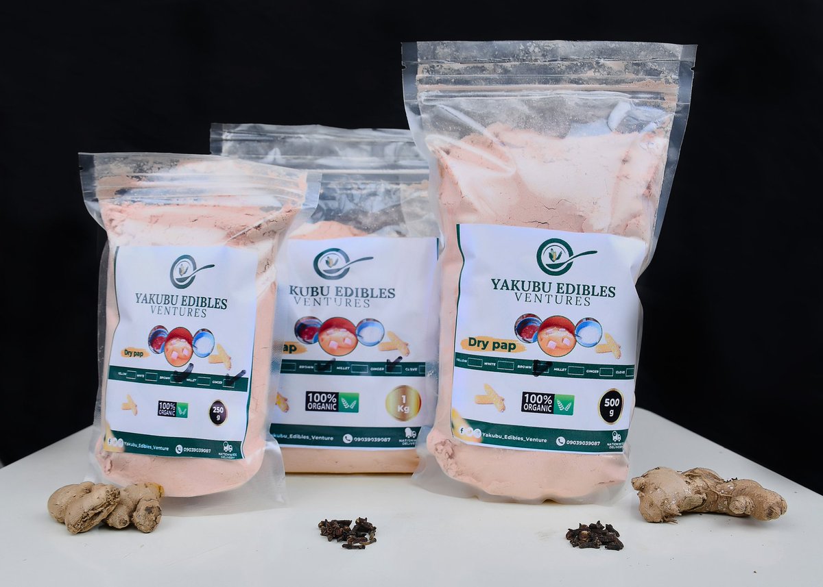 YEVologi's tweet photo. Have you ever wanted healthy and home made Pap?

At Yakubu Edible Ventures, we do that perfectly in the right hygienic environment.
Our fresh and powdered Pap comes in different variants. White, Yellow, millet and Brown. 

Delivery available across Nigeria.

📞 09039039087 https://t.co/VYRA6lI7vz