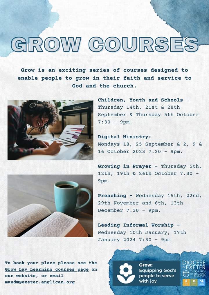 Growing the Rural Church (@gtrcdevon) on Twitter photo 🍂 New series of Grow Courses from the <a href="/CofEDevon/">Diocese of Exeter</a> 🍂
👋 Children, Youth & Schools
💻 Digital Ministry
🙏 Growing in Prayer
🎤 Preaching
💡 Leading Informal Worship
Book your place here 👇
exeter.anglican.org/ministry/lay-m…
<a href="/CofEDevon/">Diocese of Exeter</a> <a href="/churchofengland/">The Church of England</a> #ruralchurch #ruralministry 🍂 New series of Grow Courses from the <a href="/CofEDevon/">Diocese of Exeter</a> 🍂
👋 Children, Youth & Schools
💻 Digital Ministry
🙏 Growing in Prayer
🎤 Preaching
💡 Leading Informal Worship
Book your place here 👇
exeter.anglican.org/ministry/lay-m…
<a href="/CofEDevon/">Diocese of Exeter</a> <a href="/churchofengland/">The Church of England</a> #ruralchurch #ruralministry
