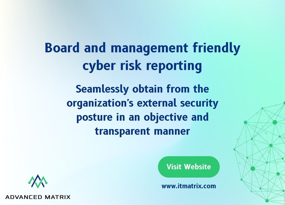 AdvancedMatrix_'s tweet image. Board and management friendly cyber risk reporting offered through HackerView.

for more info: +966138821464

#cyber #cybersecurity #infosec #hackerview #free #freetrial #organization