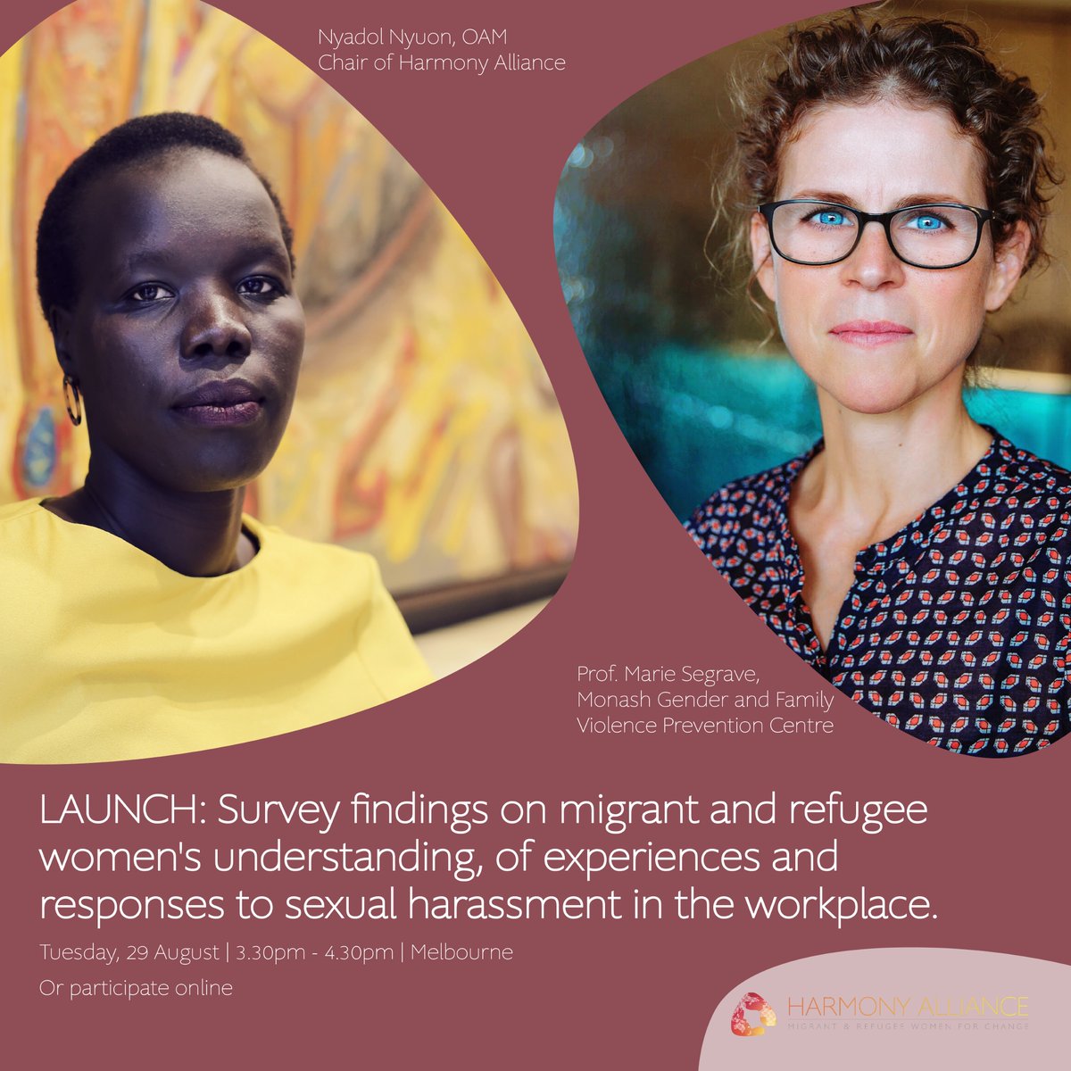 📣 Join us for the launch of survey findings on migrant & refugee women's experiences with workplace sexual harassment! 🙋🏻‍♀️🌏 🗓️ Aug 29, 3.30-4.30PM AEST 📍 Melbourne, VIC & Online 🔗 Register: lnkd.in/gsSWc3ww @ANROWS @MonashUni @Griffith_Uni @MonashGFV #WorkplaceRespect