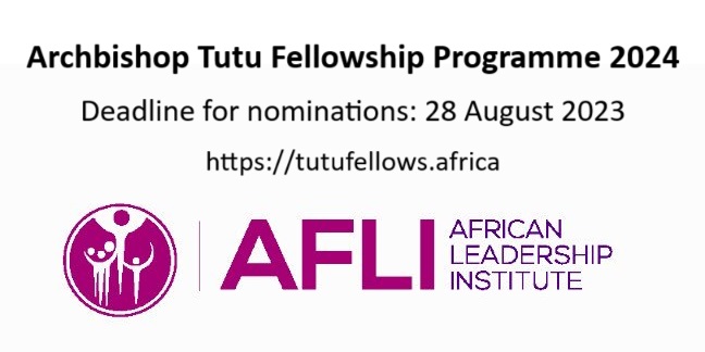 #TutuFellows - today is the deadline for nominations for the 2024 Archbishop Tutu Fellowship Programme, the flagship initiative of the African Leadership Institute. It invests in developing Africa’s future leaders between 30 & 40 years of age tutufellows.africa @TutuFellows