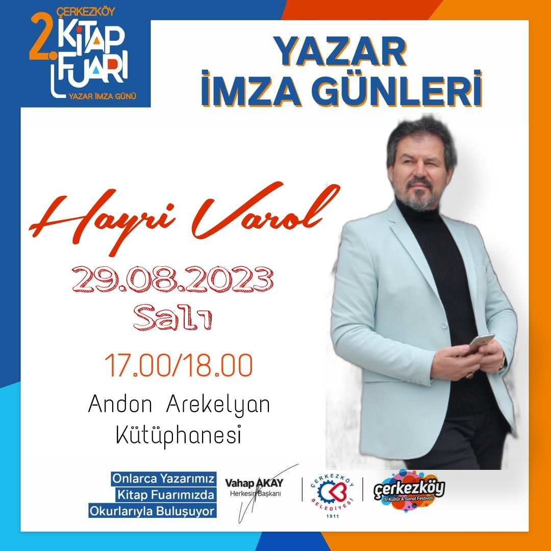 HayriVAROL55's tweet photo. #kitapfuarı #imzagünü #çerkezköy #çerkezköybelediyesi #kütüphane #yazarimzagünü #kitapgünleri #kültürsanat #edebiyat #kültürsanatedebiyat #ahmetümit #şerminyaşar #ataolbehramoğlu #hayrivarol #kazakgölündekanatçırpanbeyazkuğular #ayçiçeğitarlalarınabetondökülürken #tanınmamışkişi https://t.co/18JZEE7piS