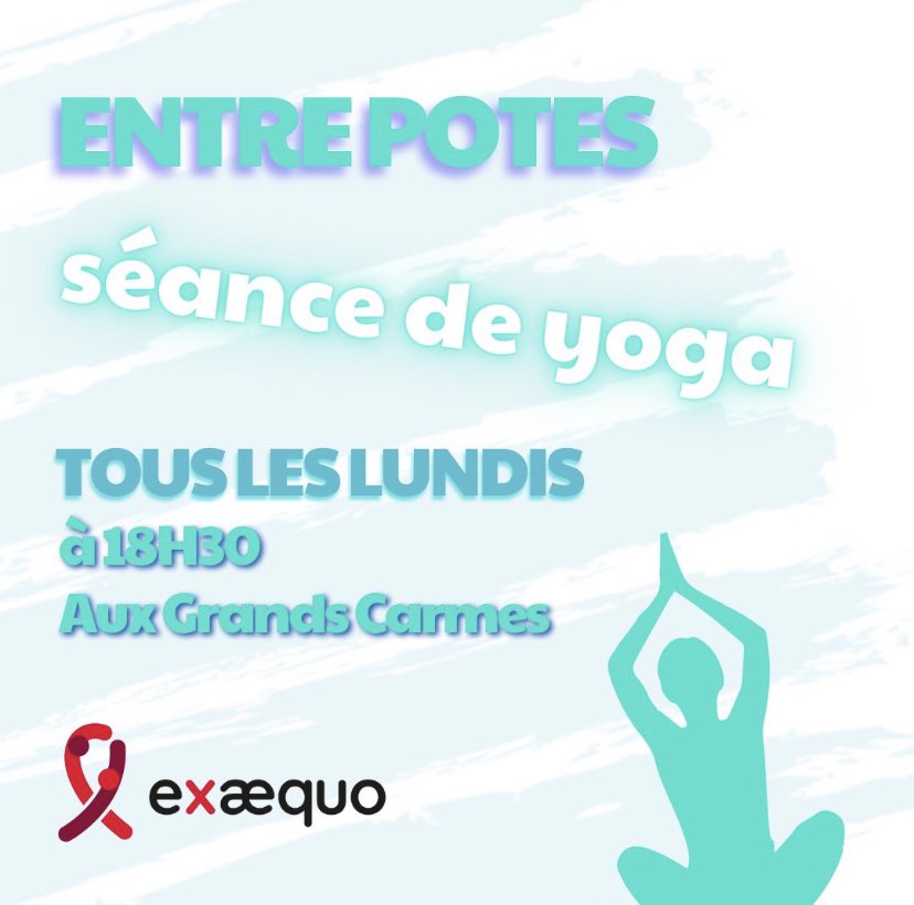 Coucou!  
Tous les lundis à 18h30, notre groupe Entre Potes te propose aux Grands Carmes (22 Rue des Grands Carmes, BXL) un cours de Yoga.Un chouette moyen pour connecter corps et esprit en début de semaine! Bonne rentrée ! 😘
🌈🙏🧘‍♀️🧘🧘‍♂️🙏🌈
#namaste