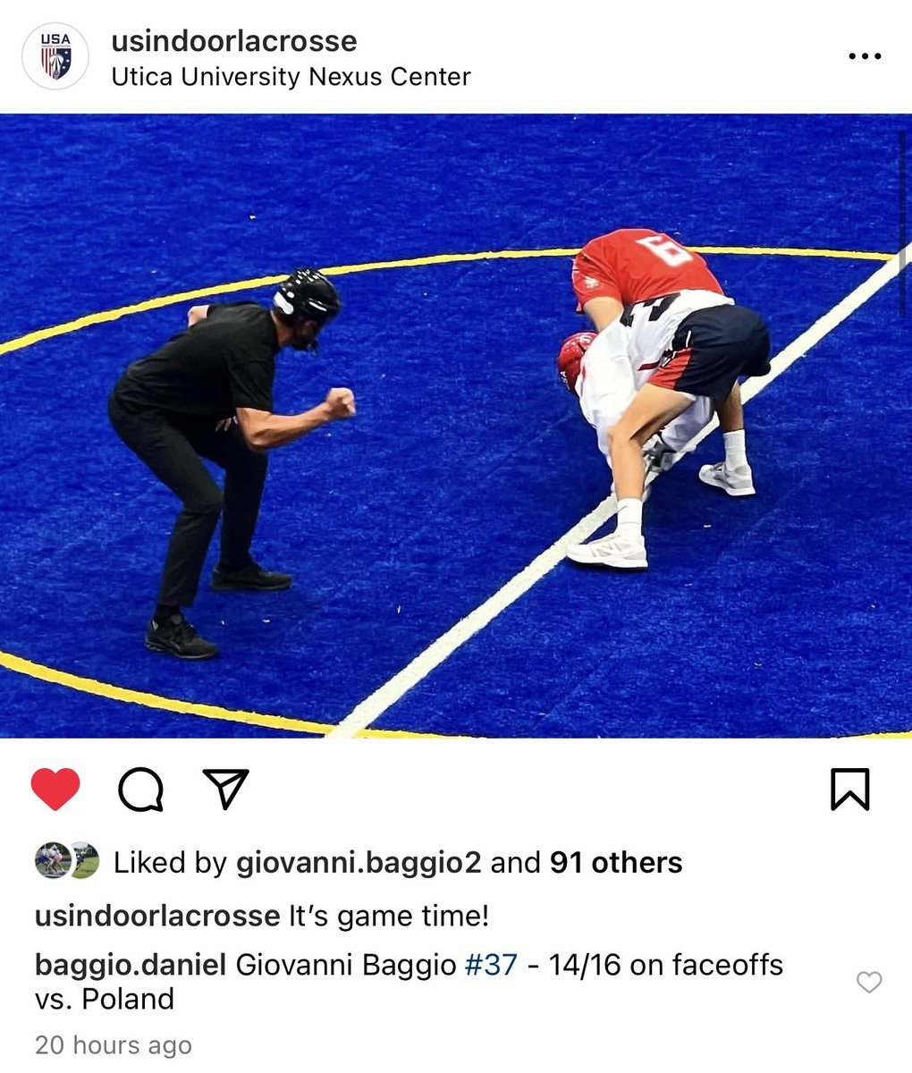 AUG 24: USA def. Canada for Gold - World U18 International Indoor Junior Lacrosse Championship, 13-12 in OT! Lost pool game to Canada 10-18; then beat Poland 24-2 &amp; Israel 22-8.  Most exciting game ever! Down 8-11 under 10 min, tied 12-12 regulation &amp; won sudden death .  Go USA!