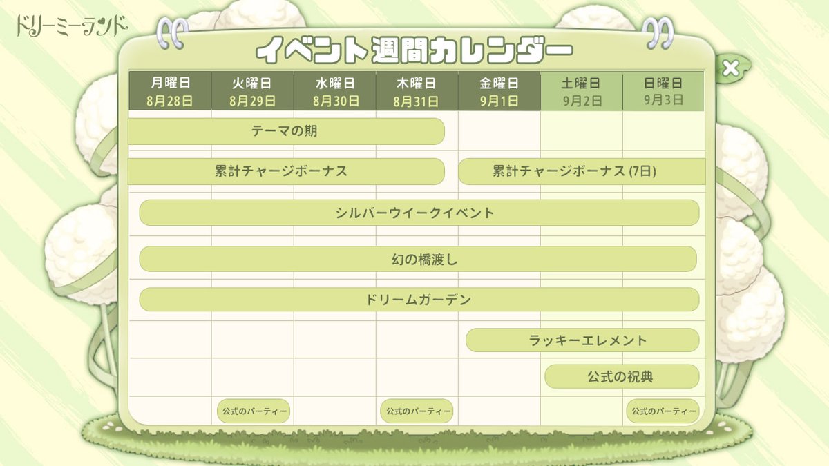 dorimiland's tweet photo. ❇️イベントカレンダー❇️  
今週のイベントカレンダー来たよ꒰( ˙ᵕ˙ )꒱

🗓️DLはこちら
 https://t.co/zEMFsi30yt 

#ドリラン #ドリーミーランド https://t.co/0DJaEH3BXy