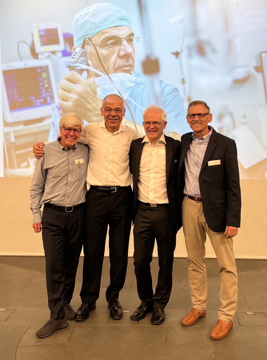 UofU_Anes_Chair's tweet photo. Great fun to reunite with @stanfordanes colleagues Drs. Steve Shafer, Thomas Schnider, and Charles Minto at a conference honoring Thomas’ career. TWS made many important contributions to TIVA! #anesthesia #propofol https://t.co/d6Yffk1Ck0