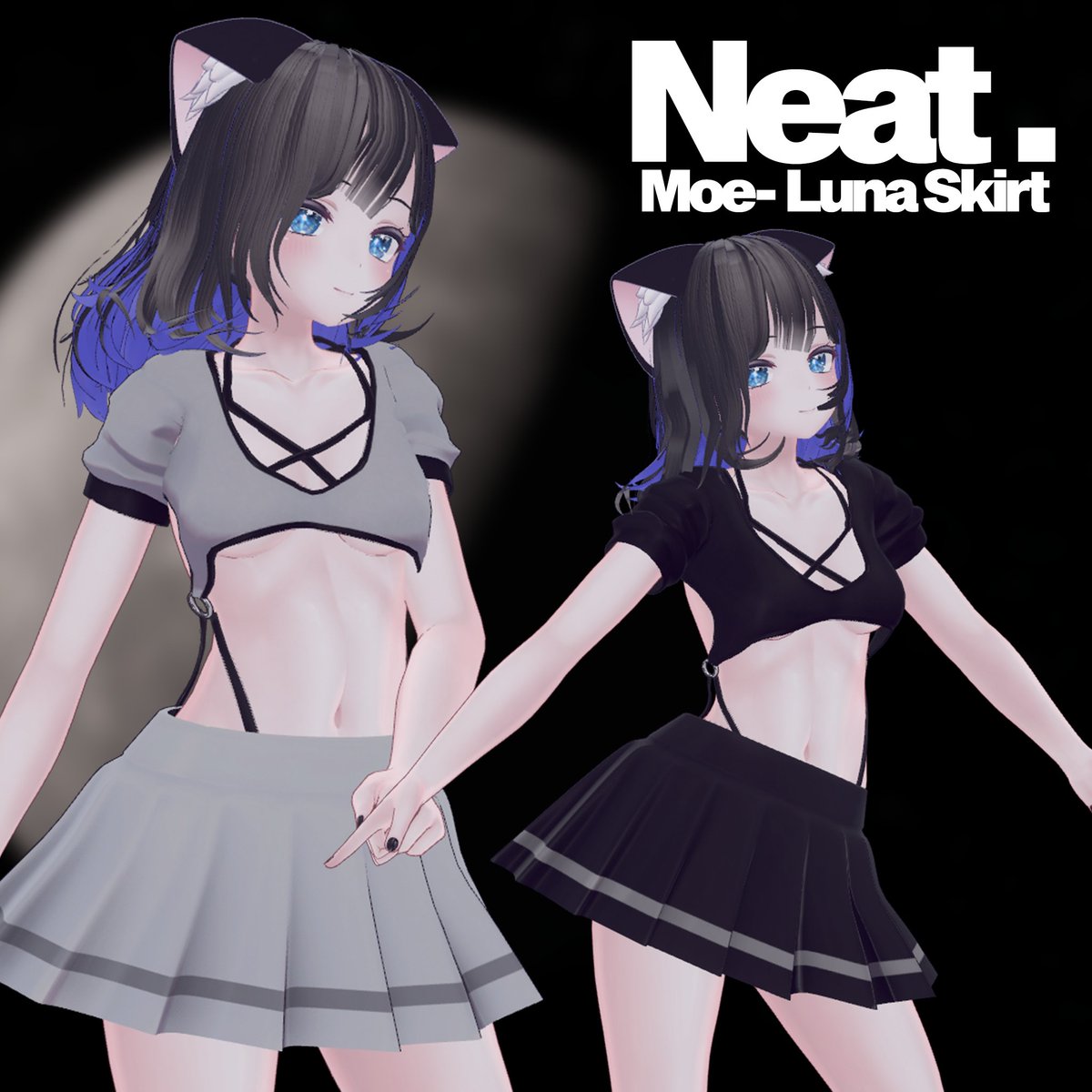 I just released a new outfit on Booth: 'Luna'! It comes with a cute skirt and a top, which can be moved just by grabbing it! I'll be giving away 4 to those who follow and RT this post! You can grab it from my booth store: blueportal.booth.pm #VRChat #booth_pm…