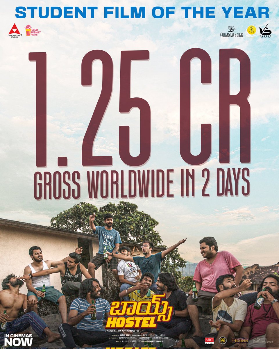 The youth are loving the hungama of the boys ❤️‍🔥❤️‍🔥 The STUDENT FILM OF THE YEAR #BoysHostel grosses 1.25 CRORE WORLDWIDE in 2 DAYS 💥💥 Book your tickets now! - linktr.ee/BoysHostelTick… #ComeOnBoys @AnnapurnaStdios @anuragmayreddy #SharathChandra @GulmoharF @VarunStudios…