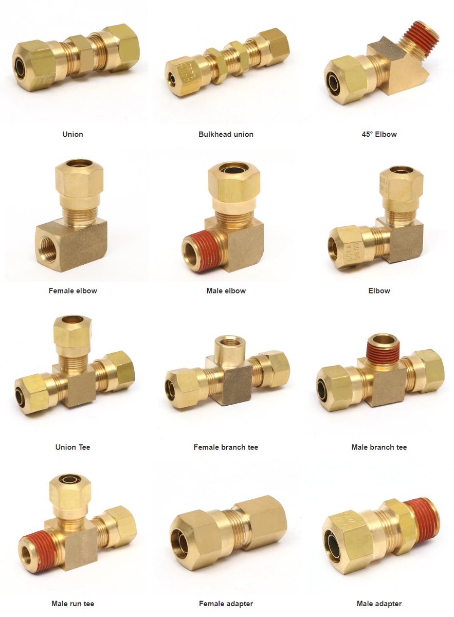 DOT Air Brake Compression fittings for SAE J844 Nylon Tube, inch tube with NPT thread.
#pacepneumatics #dotfittings #airbrakefitting #brassfittings 
china-pace.com