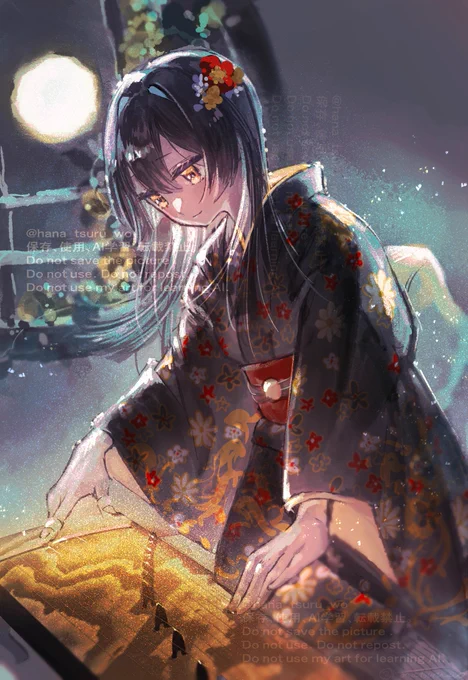 【skeb】琴を弾いている女の子 