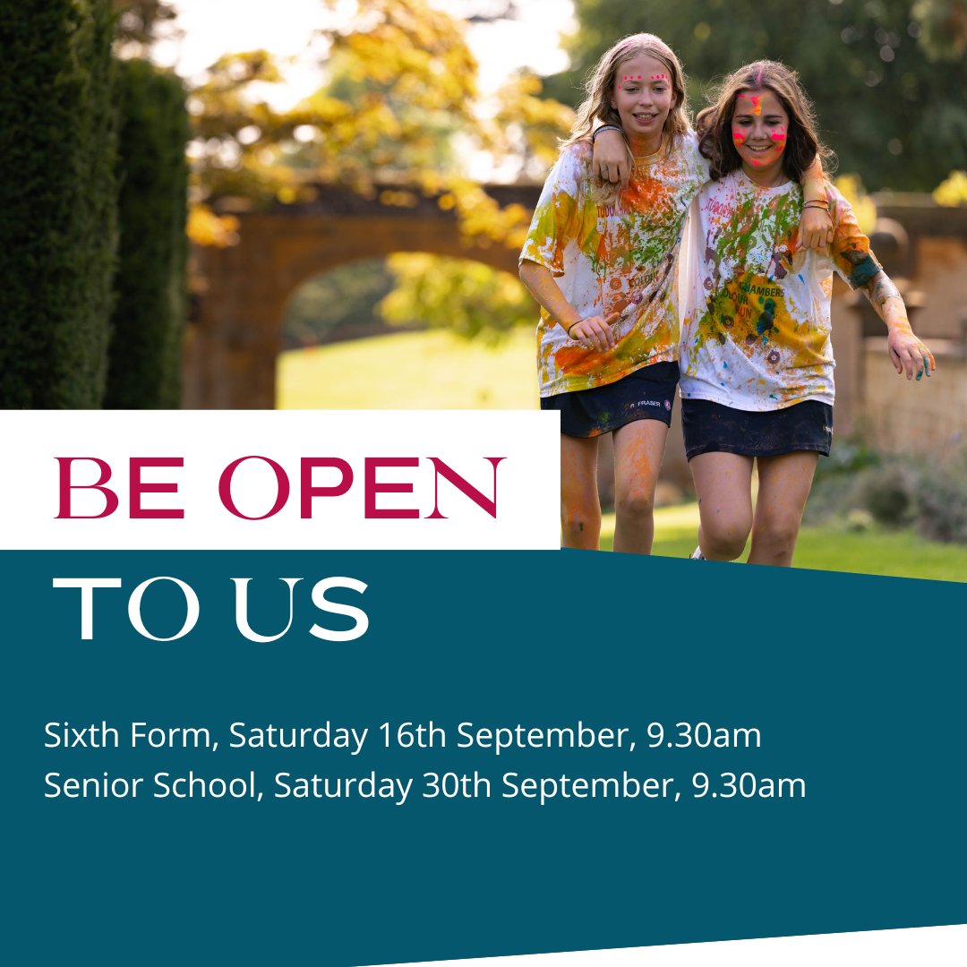 Our open morning is a perfect time to explore our school.

Sixth Form – Saturday 16th September 
Senior School – Saturday 30th September 

Visit tudorhallschool.com/admissions/ope… to book.
 
#TudorHall #OpenMorning #Admissions #ExploreOurSchool #IndependentSchool #Welcome