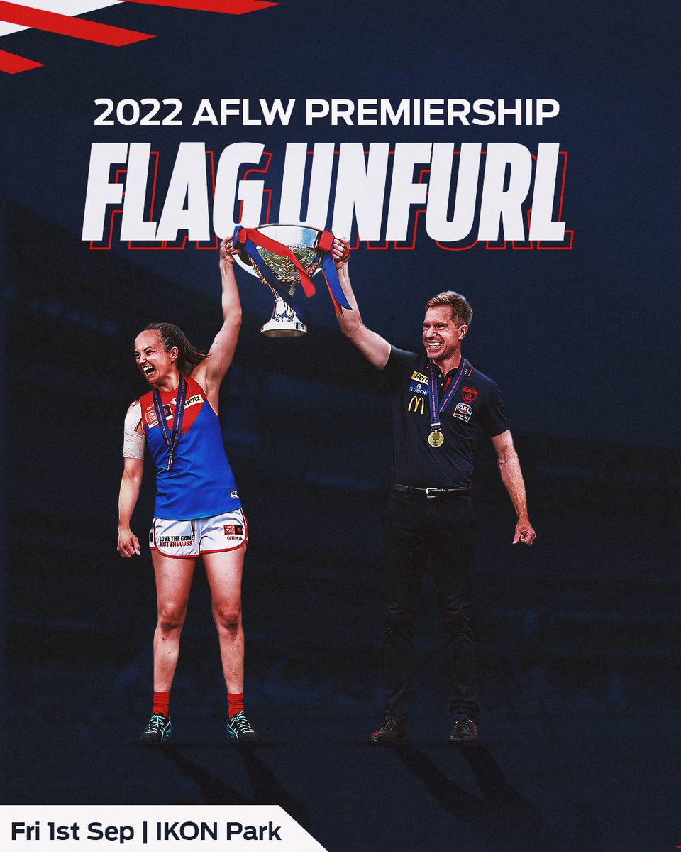Be there as we unfurl our inaugural premiership flag.✨ Daisy Pearce will return to lead the event alongside five important women in our club's history. 📝 | mfcde.es/3Z8Qv4Z
