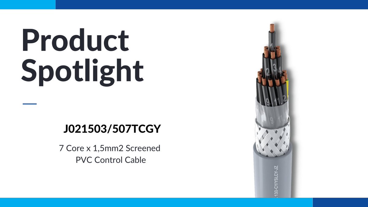JAYCOR9's tweet image. Our spotlight for this week is the J021503/507TCGY screened PVC control cable. Check out the spec sheet for more information or chat to our sales team to find out more about this product - jaycor.co.za/wp-content/upl…

#JAYCOR #ProductSpotlight #Erse #ControlCable