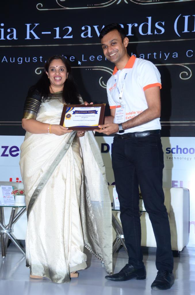 GreendotM's tweet photo. The Green Dot International School has been acknowledged and conferred with an award by the #ELDROK #Indiak12 awards for its exemplary work in the field of education. The school's Director, Ms. Chandana Vikas, accepted the award on behalf of the institution. https://t.co/w8URrH0Nvj