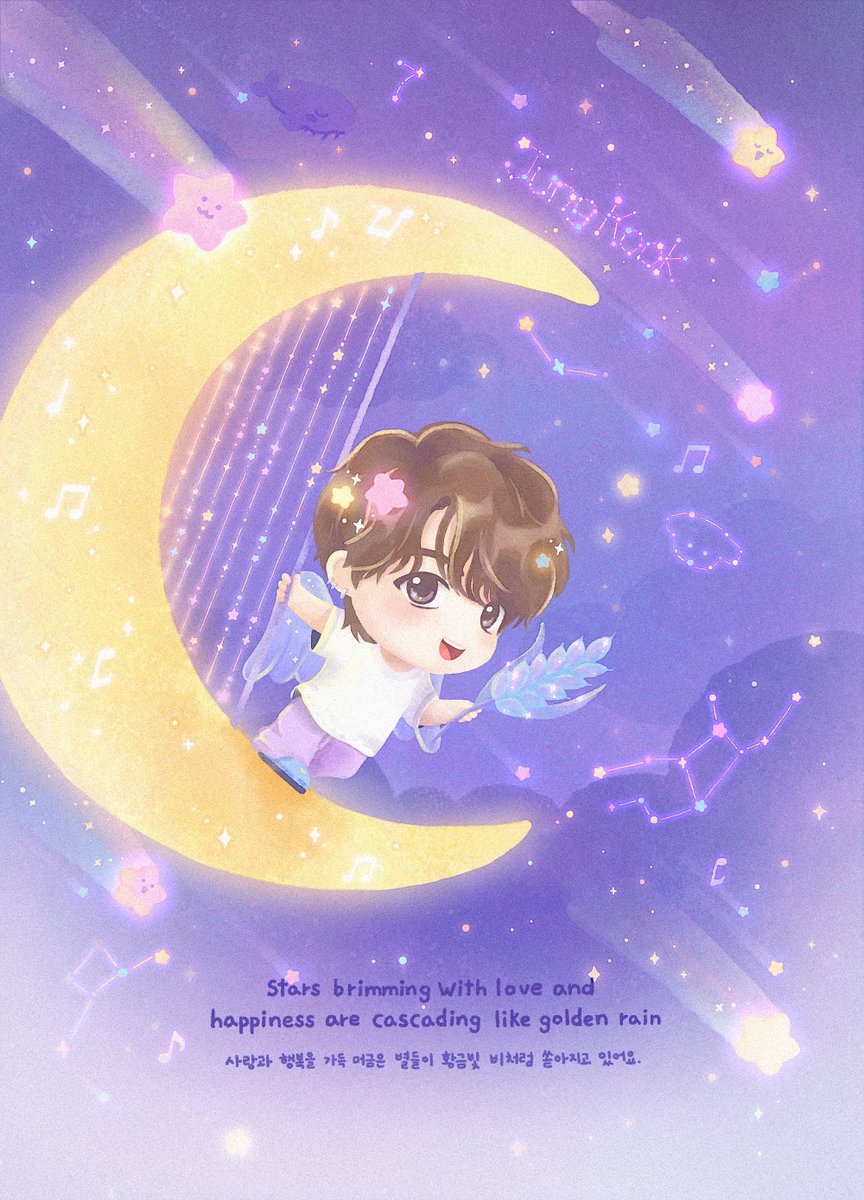 📖 The Tiny Tale of #JungKook Day 사랑과 행복을 가득 머금은 별들이 황금빛 비처럼 쏟아지고 있어요. Stars brimming with love and happiness are cascading like golden rain. #Happy_JungKook_Day #Virgo #TinyTAN