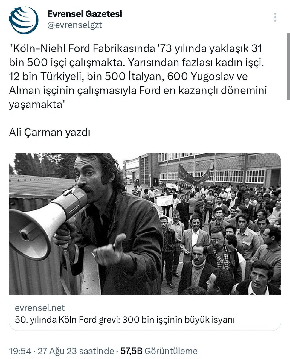 🔴 #SONDAKİKA Evrensel gazetesinin ırkçı "Türkiyeli" söylemi büyük tepki topladı. Gazetenin attığı başlıkta, Alman, İtalyan, Yugoslav derken, Türk'leri işaret ederken "Türkiyeli" demesi yankı uyandırdı.