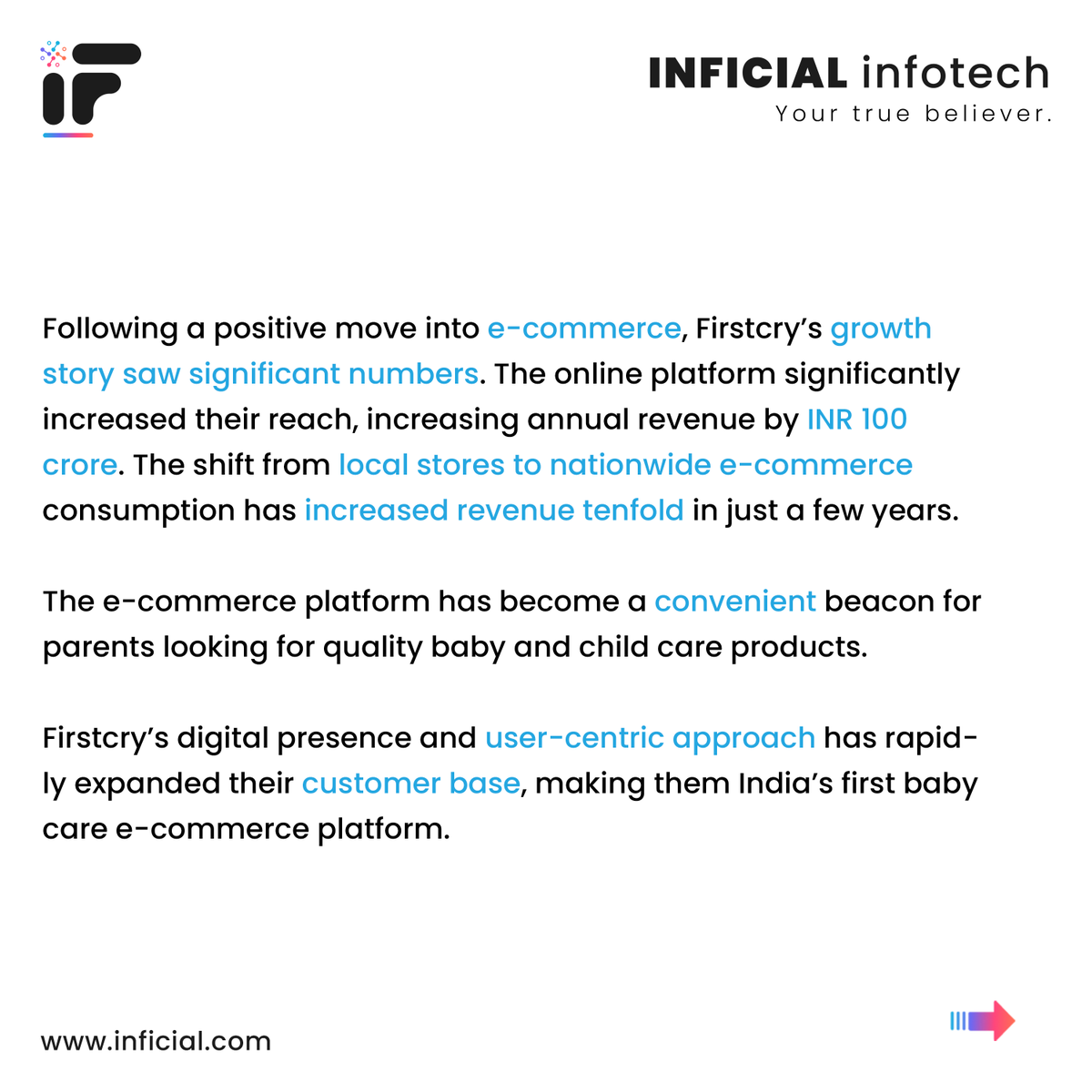 inficial's tweet photo. Check out how Firstcry grew revenue from INR 10 lakhs to INR 100 crores through digitalization.
.
.
.
.
.
.
.
#ECommerceBoost #OnlineSuccess #firstcry #businesscasestudy #ecommerce #shoppingonline #webdevelopment #digitalmarketing #technology #software #webdesign #seo https://t.co/g0EevnEMDJ