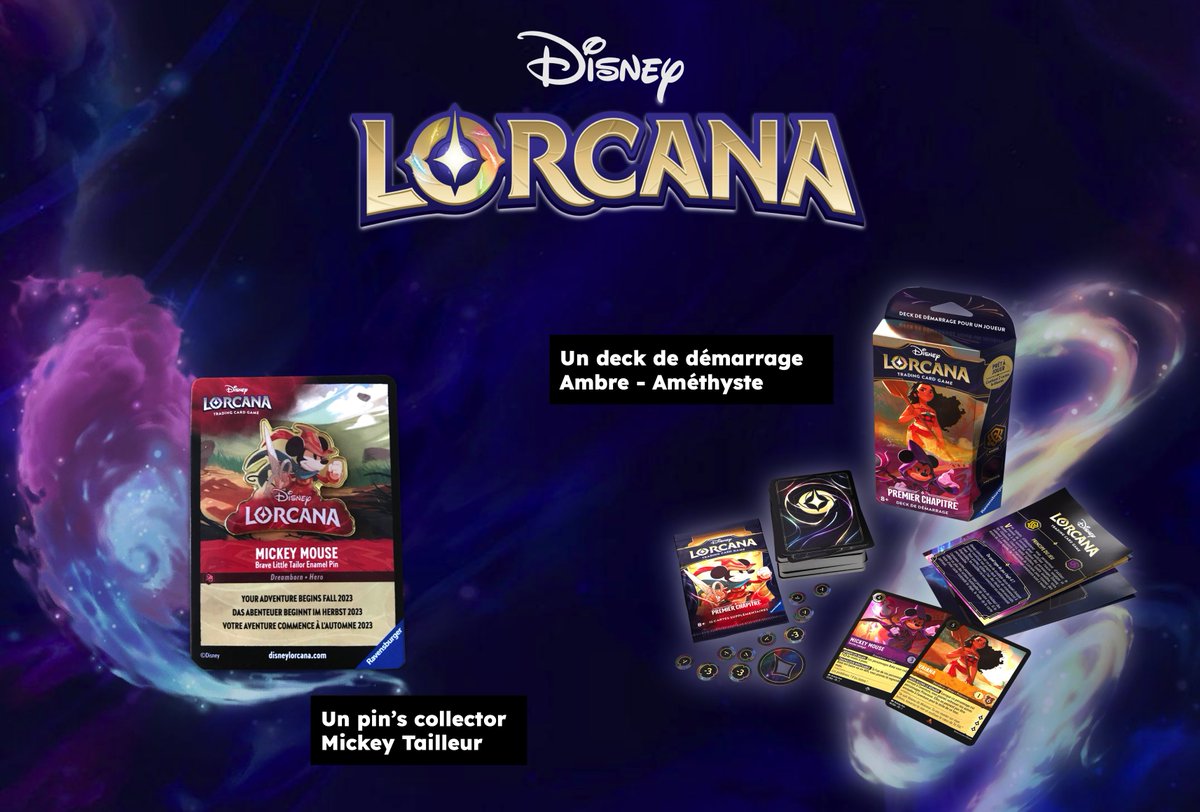 RemiPrieur's tweet image. 🎁 Concours 🎁 Vous voulez vous lancer dans @LorcanaFr, le jeu de cartes à collectionner Disney ? Je vous propose de remporter un deck de démarrage ou un pins collector #GiveAway #Lorcana

Pour participer : Follow + RT

🔗 cestjolichezvous.fr/2023/08/23/avi…
Fin du concours 03.09.23 à 23h59