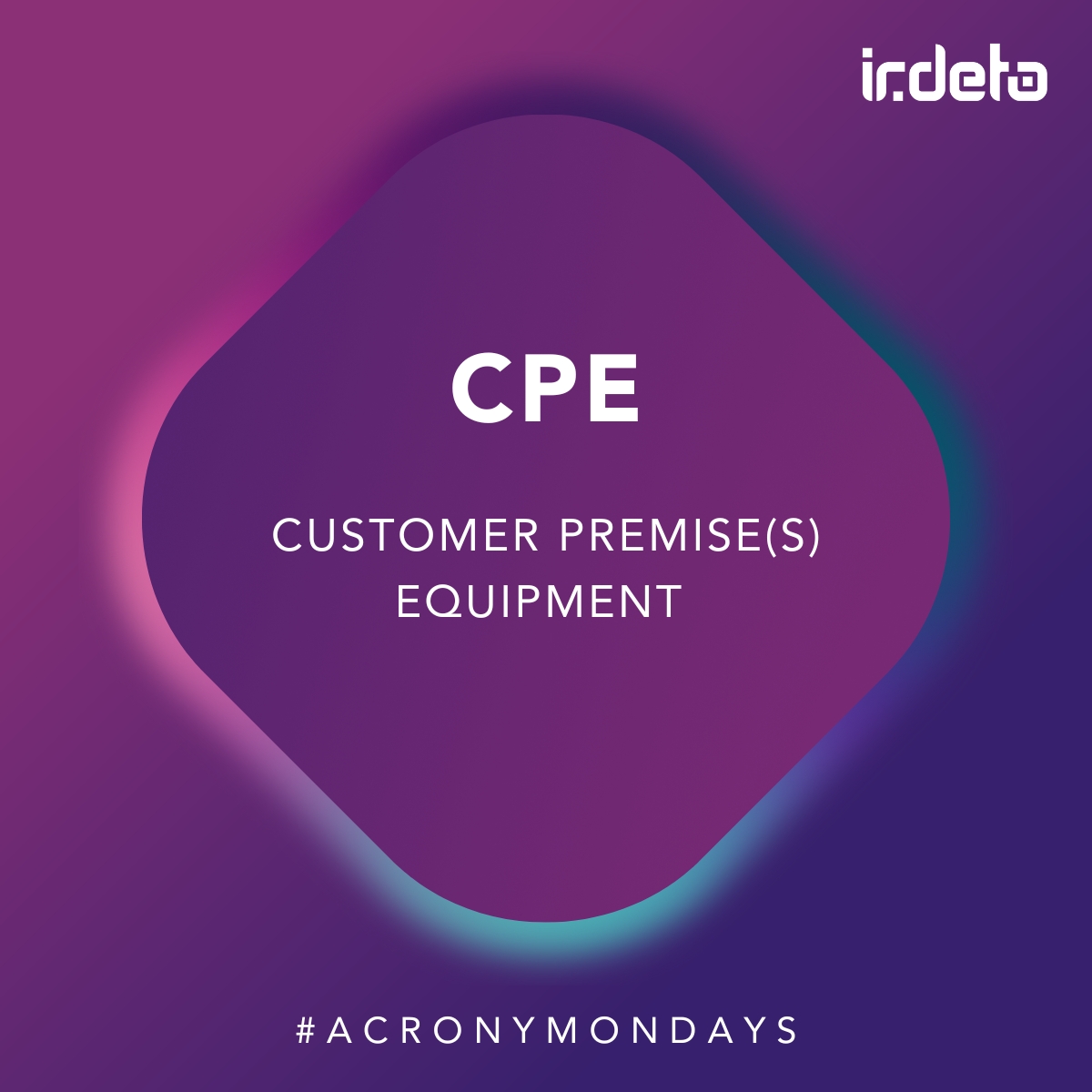 Irdeto's tweet photo. Customer Premise(s) Equipment (CPE) refers to any piece of connected equipment used for accessing the Internet or services on a provider network, whether directly or indirectly connected to that network. 👉 https://t.co/Bk6AYNNGG4
#AcronyMondays #Cybersecurity #VideoEntertainment https://t.co/eMYKsmDbSe