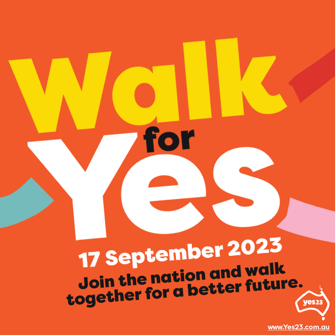 Join supporters around Australia to Walk for Yes on Sunday 17 September!

This is our time to cut through noise &amp; misinformation - our chance to show the country just how positive &amp; unifying this moment can be.

Find your local event &amp; register: yes23.com.au/walk_for_yes

#yes23