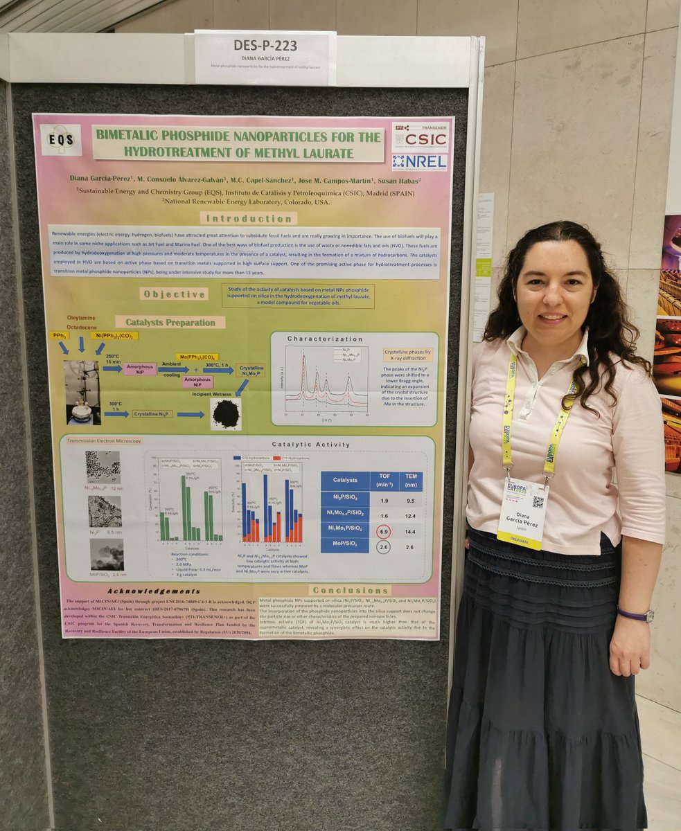 Today I'm presenting my stay work at NREL, Colorado in the <a href="/Europa_Cat/">EuropaCat2023</a> conference as a part of my PhD thesis developed at <a href="/CSIC/">CSIC</a> <a href="/ICP_CSIC/">Instituto de Catálisis y Petroleoquímica (CSIC)</a> and directed by <a href="/JMCamposMartin/">Jose Miguel Campos Martín</a> and <a href="/Consuel56400870/">Consuelo Alvarez-Galvan</a>