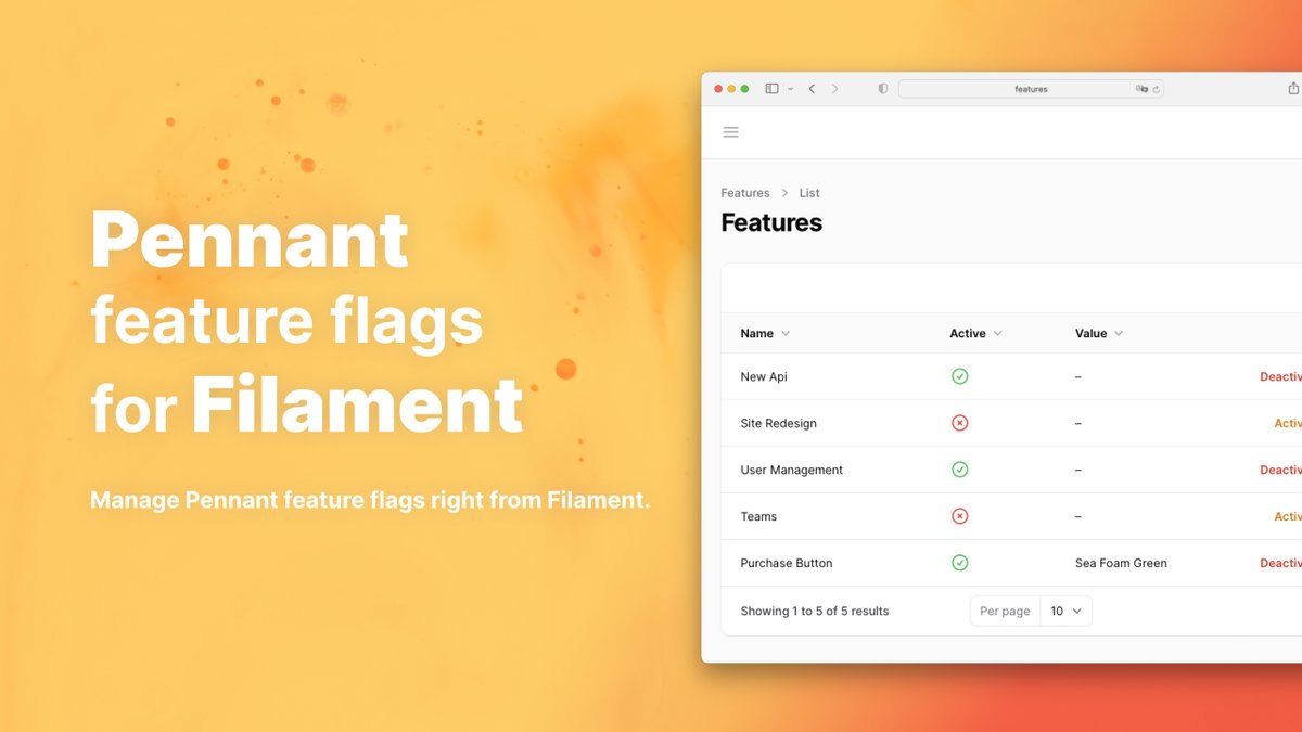 💡🚢BOOM! My Pennant feature flag plug-in for <a href="/filamentphp/">Filament 🦒</a> is listed on the website! 

Go check it out at: filamentphp.com/plugins/maarte…

Thanks for following the journey the last couple of weeks! 🫶

#laravel #filamentphp #buildinpublic