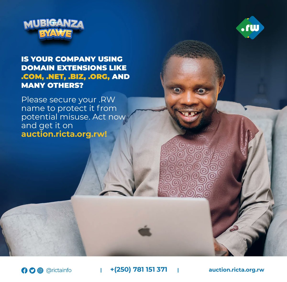 🔐Protect Your Brand!🔐 Is your company using domain extensions like .com, .net, .biz, .org, and more? Safeguard your online identity by securing your .RW domain. Don't risk its potential misuse – 🚨Take action now at auction.ricta.org.rw

#BrandProtection #SecureYourDomain