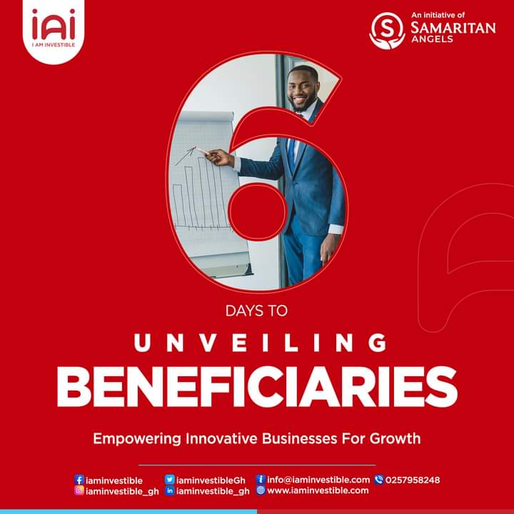 IaminvestibleGh's tweet photo. 6 days left!
Can you guess what's coming?
Stay tuned for the big reveal.
#SamaritanAngels
#startups
#SMEs
#Entrepreneurs
#Business
#IAMInvestible
#CountdownInProgress https://t.co/9gchmPOSfb