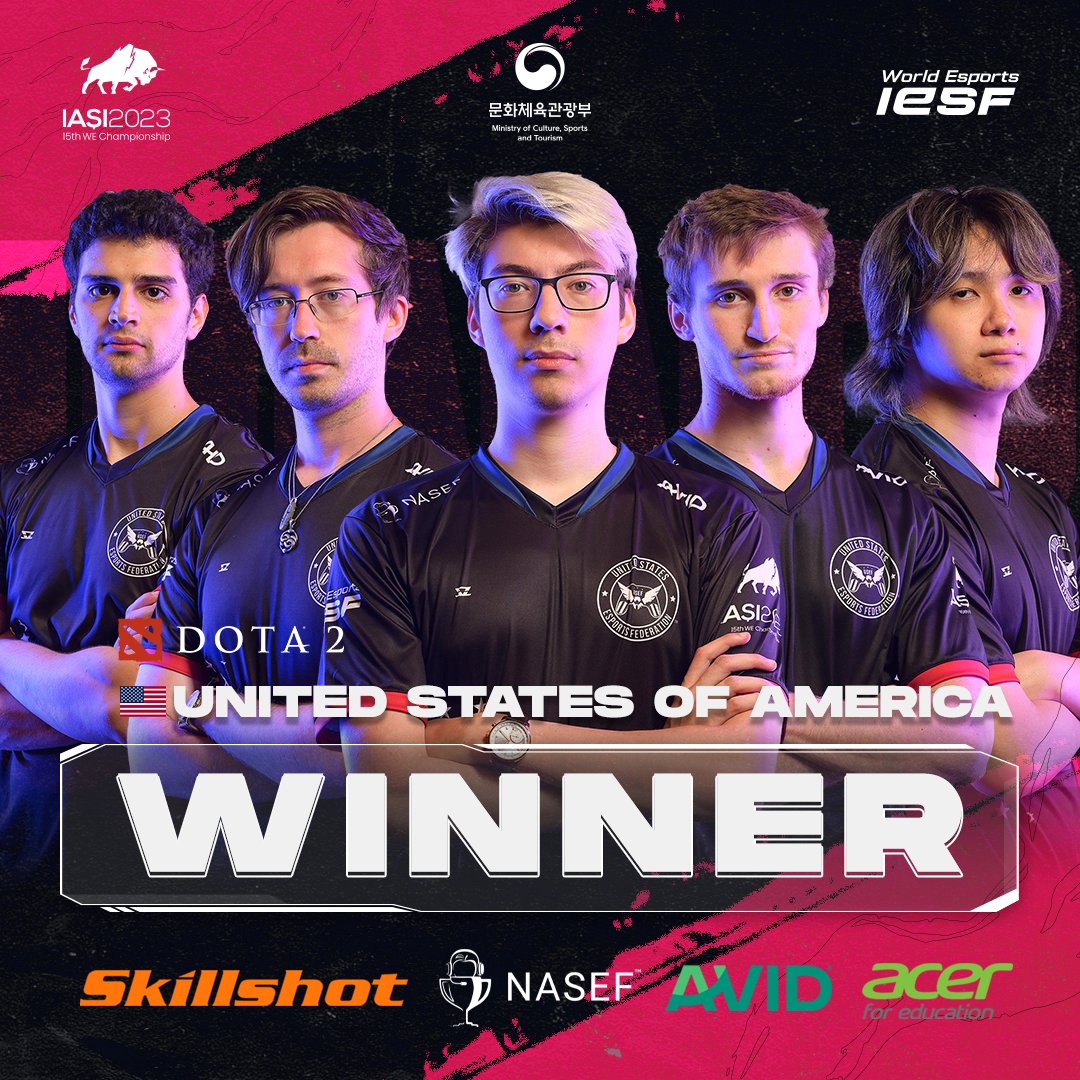 gg_usef's tweet photo. Congratulations to DOTA2 Team USA for advancing from Group Stage to the Playoffs! We're only getting started! 🦅

🔴 Cheer them on LIVE at 12:00 GMT+3 on @iesf_official's Youtube channel!

https://t.co/SgdnGefHhV

#WEC23 #WorldEsports #IESF #iasi2023 #USA https://t.co/wNeIuvkbLv
