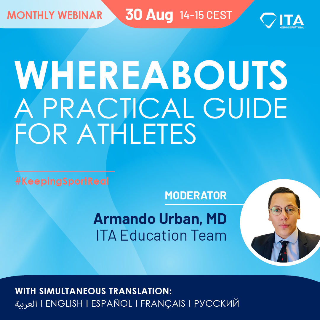 This Wednesday we will go live again with our next free webinar.
Our panellists will discuss whereabouts - a topic which is particularly interesting for athletes.

Sign up now, join the live session and get all the practical tips: bit.ly/3KzkAEH

#KeepingSportReal