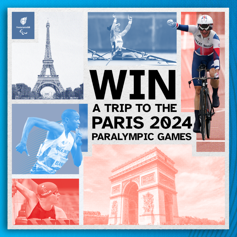 ParalympicsGB's tweet photo. ParalympicsGB is offering one lucky prize winner, plus a guest, the chance to win a dream trip to Paris 2024!

Sign up now for your chance to win.

#OneYearToGo