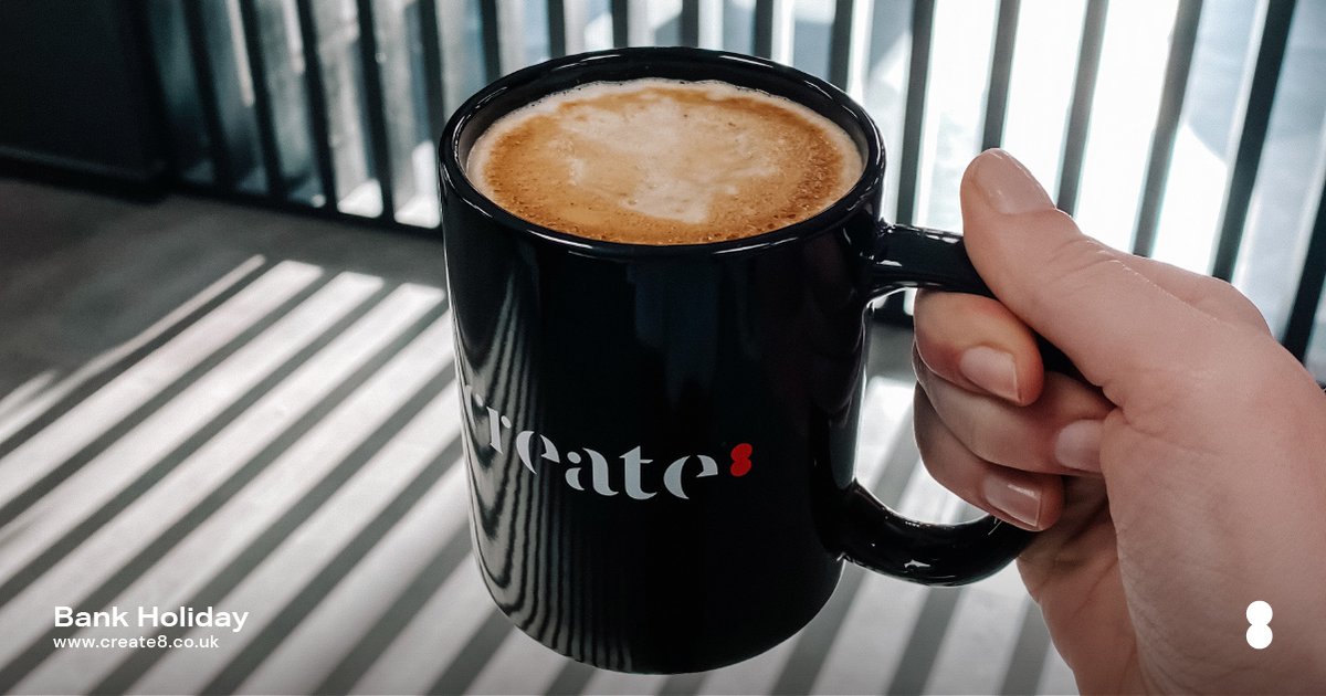 Create8Ltd's tweet image. Our offices are closed today for the bank holiday (and so that our team can recover from our 8th Birthday Bash). 
But don’t worry, we’ll be open as usual from tomorrow. 😊

#Create8 #CompanyAnnouncement #BankHoliday